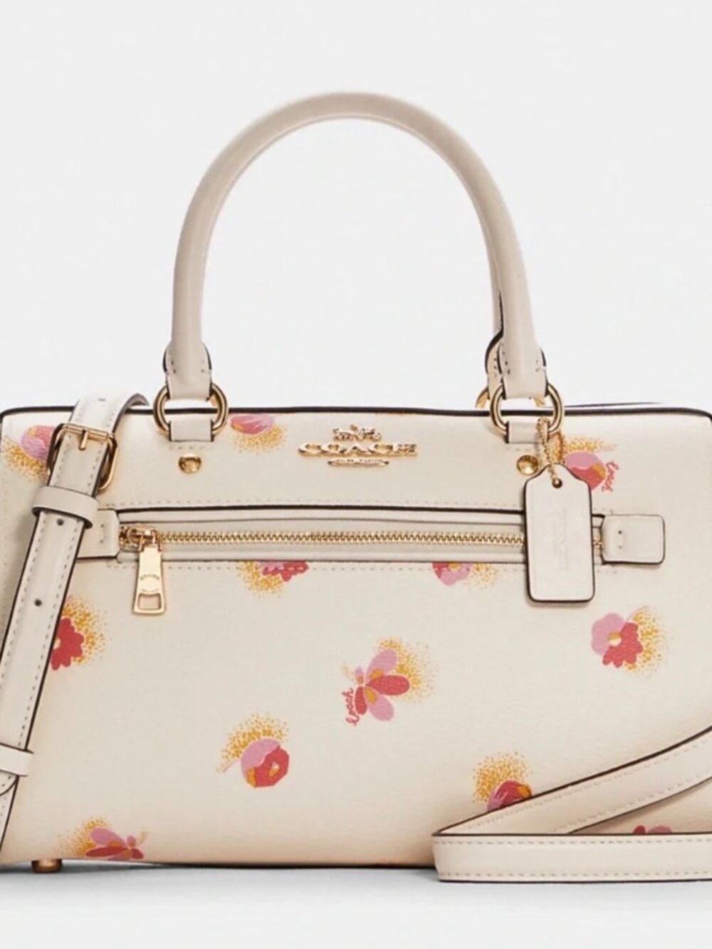 COACH Rowan Satchel With Pop Floral Print Gold/Chalk (cream) Multi, Style C5801